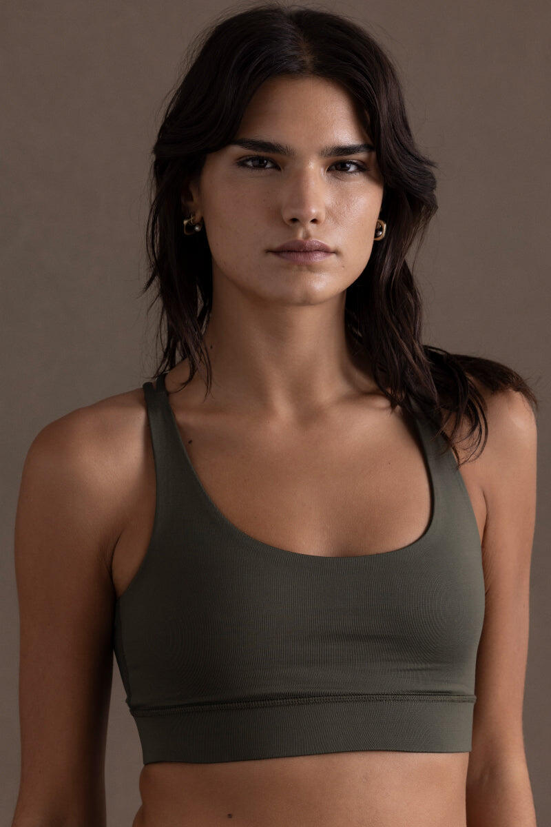 HEY HONEY Criss-Cross Bra Forest Night mit ultra-strapazierfähigem Performance-Material