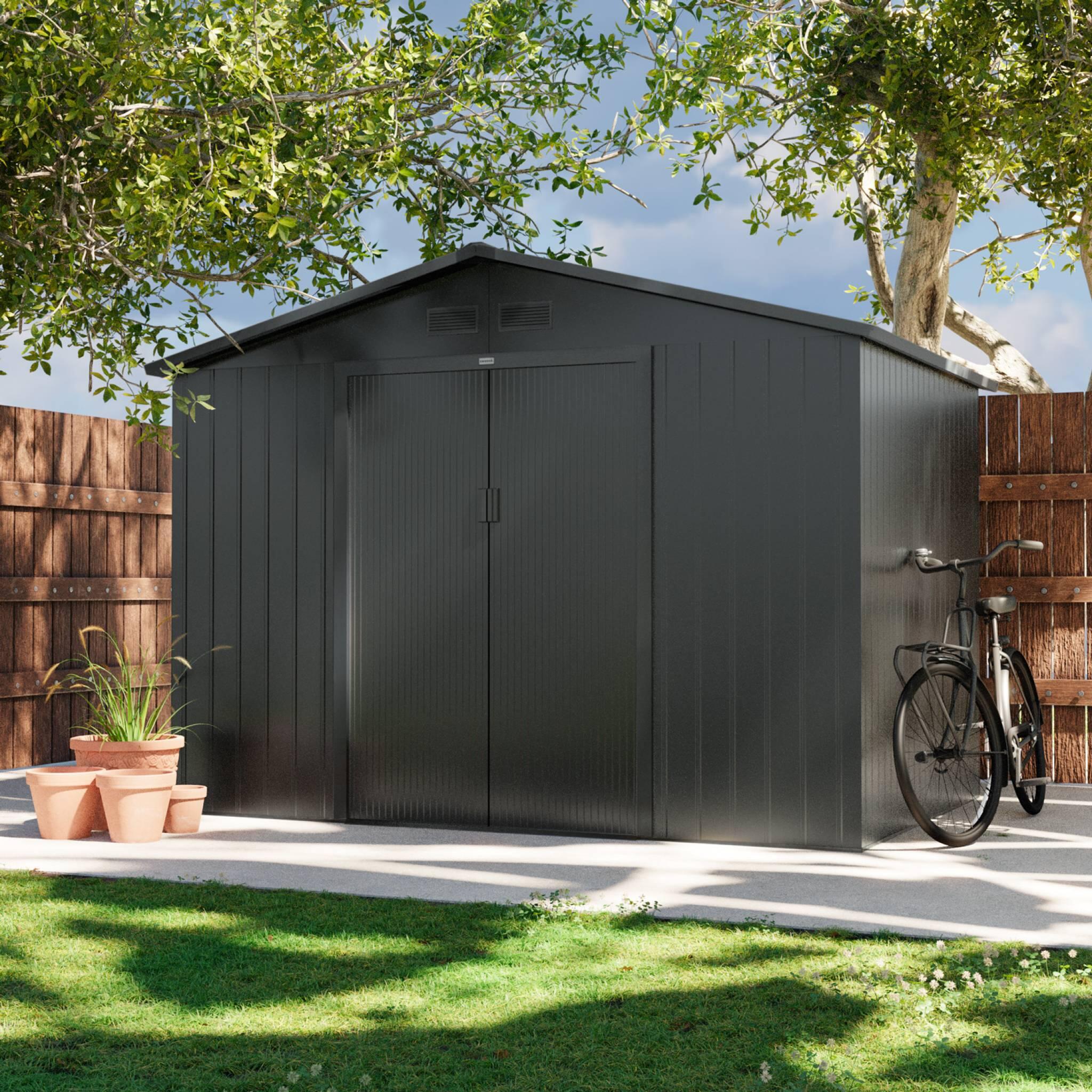 Abrigo de jardim em metal com kit de ancoragem 5,29m², Antracite 3/6