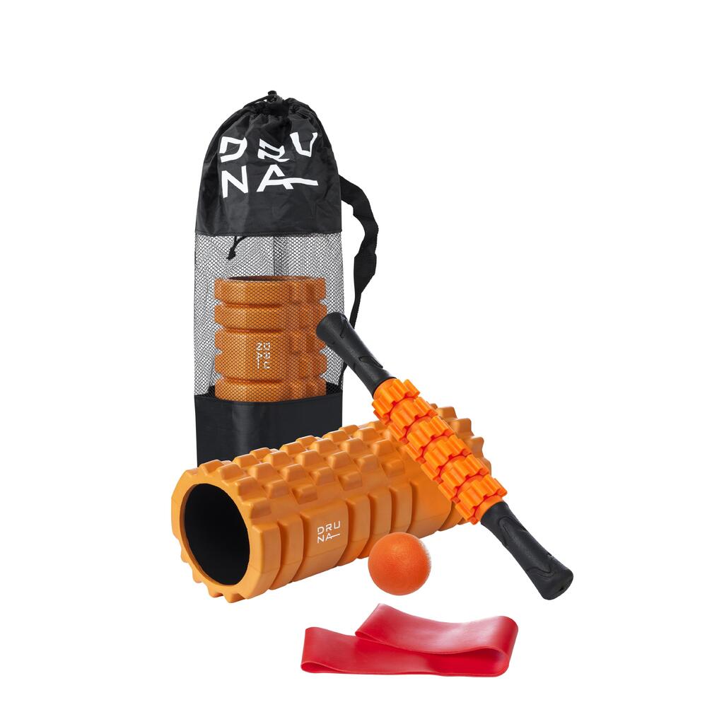 INDIGO 4-in-1 Foam Roller Fitness Set with Stick, Massage Ball & Resistance Band