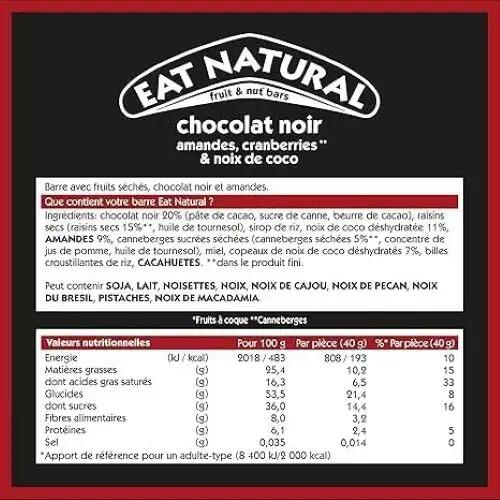 Barres de Céréales Eat Natural - Cranberries, amandes, coco, chocolat - 15×40 g 2/5
