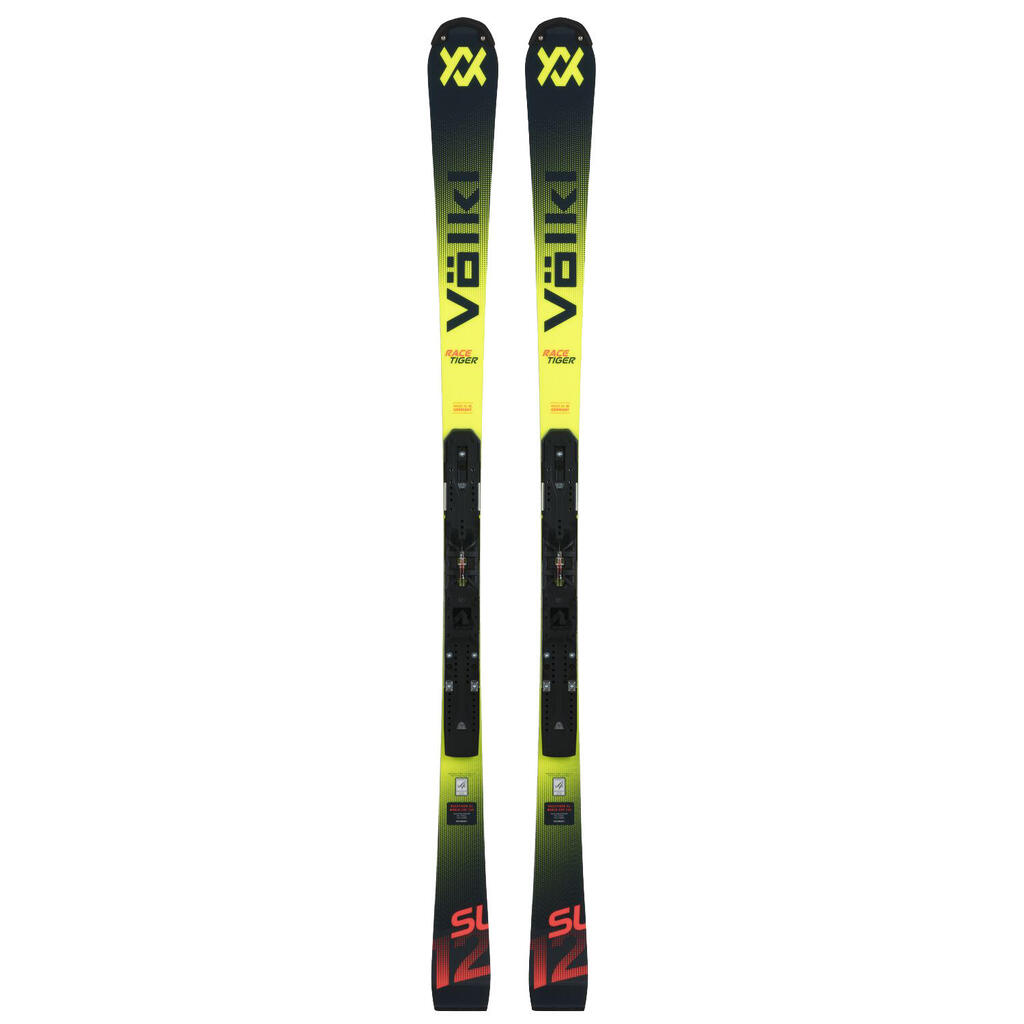 Volkl Racetiger SL R FIS WC-Plate Ski Set + Comp 16 Bindings, Yellow, Men's