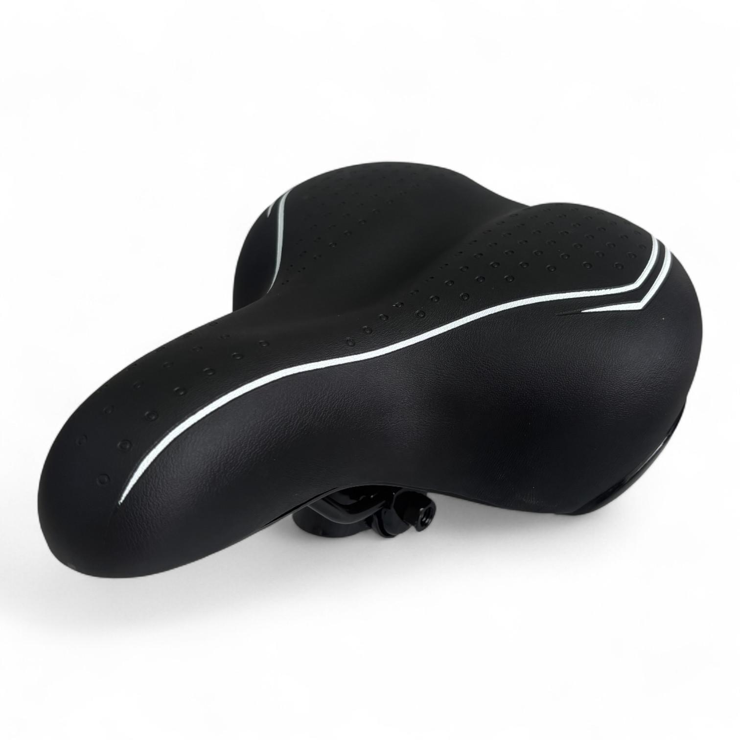 Sella Nera + Coppia Manopole Per Bici City Bike Comoda Completa Di Morsetto 7/7