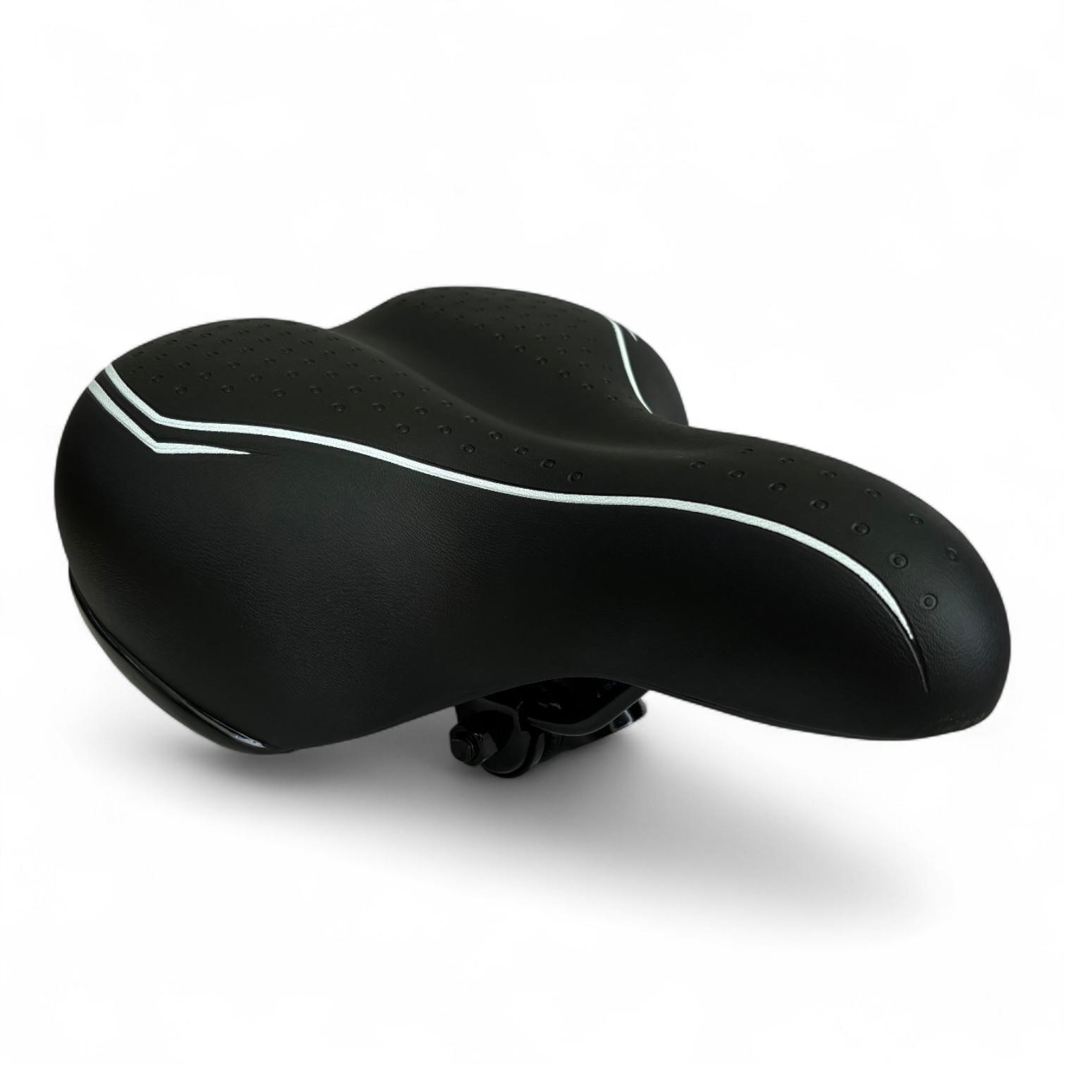 Sella Nera + Coppia Manopole Per Bici City Bike Comoda Completa Di Morsetto 5/7