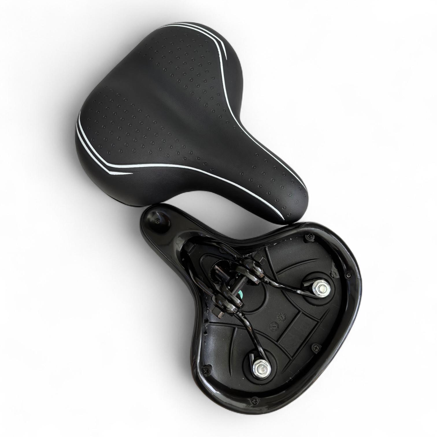 Sella Nera + Coppia Manopole Per Bici City Bike Comoda Completa Di Morsetto 4/7