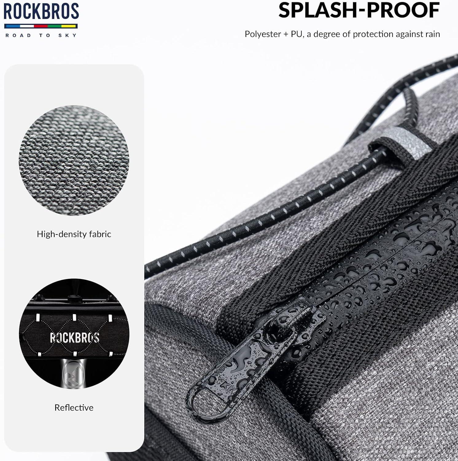 ROCKBROS Fietsstuur Tas 1,5L Waterdicht Reflecterend MTB Gravel Road Grijs 6/8
