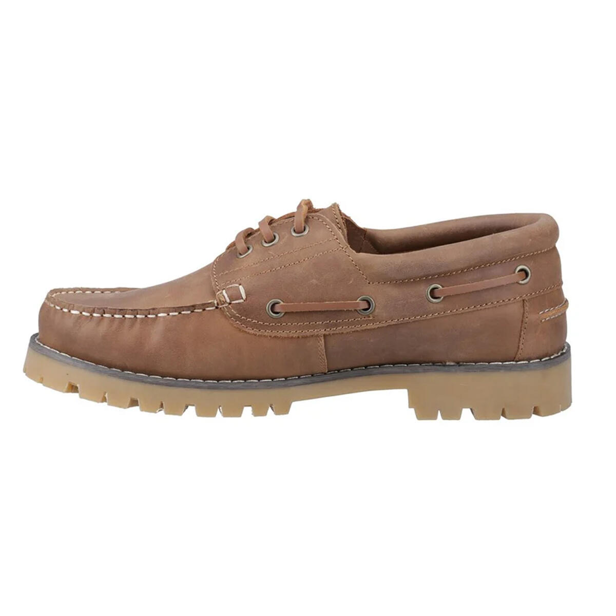 Mens Inglte Leather Boat Shoes (Camel) 3/5