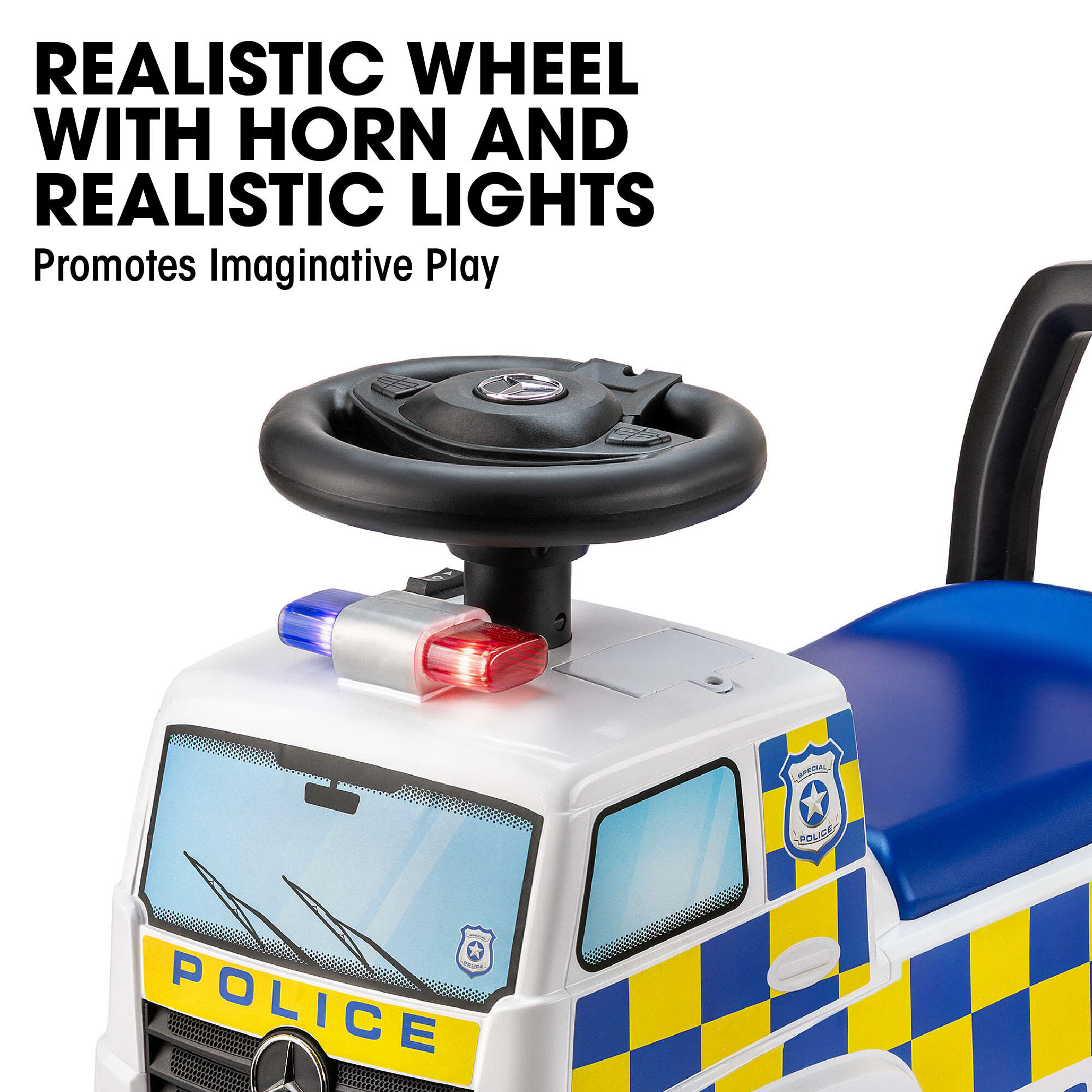 Xootz Mercedes Benz Police Foot to Floor Ride On, Kids Manual Ride On ...