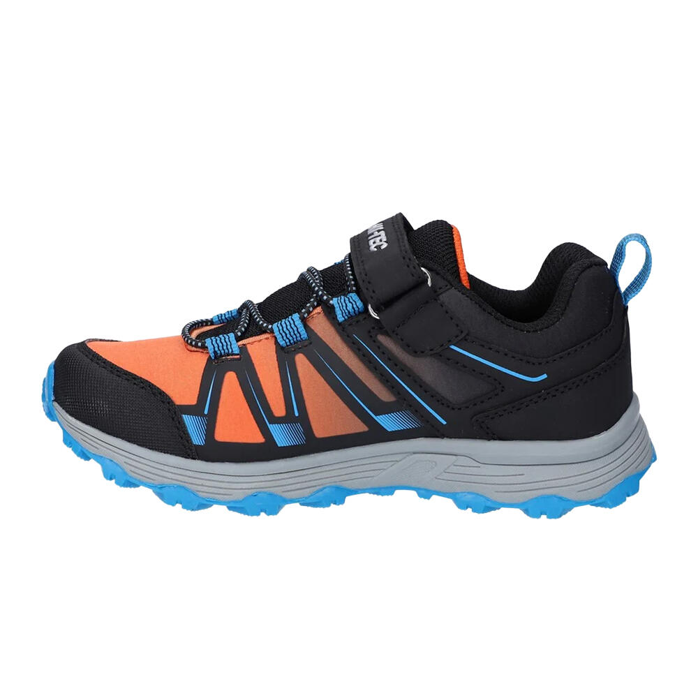 Scarpe Sportive BassoBambini Hi-Tec Scrappy Trail Nero Blu Arancio 3/4