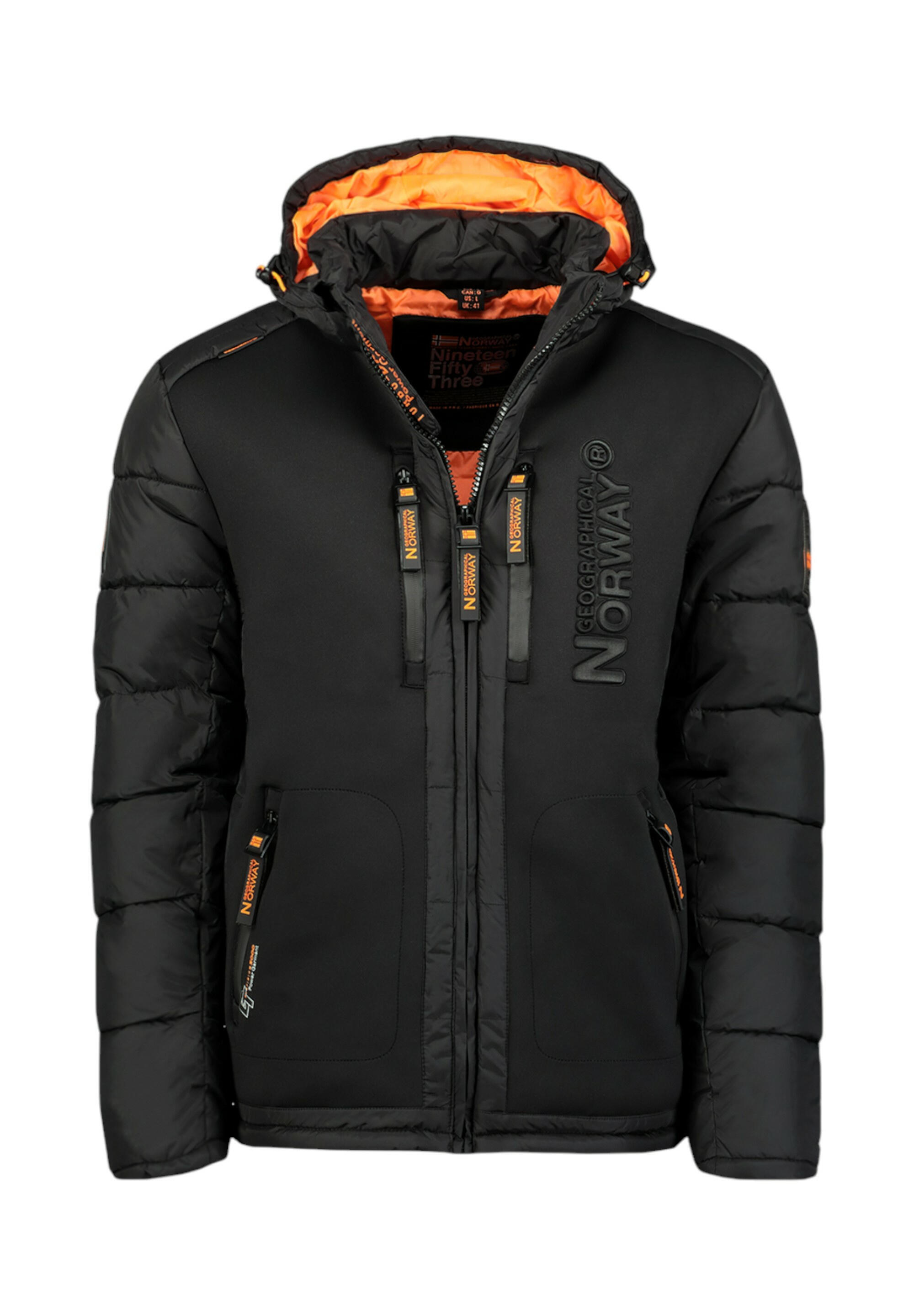 Geographical Norway BEACHWOOD – męska kurtka softshell, czarna/pomarańcz.