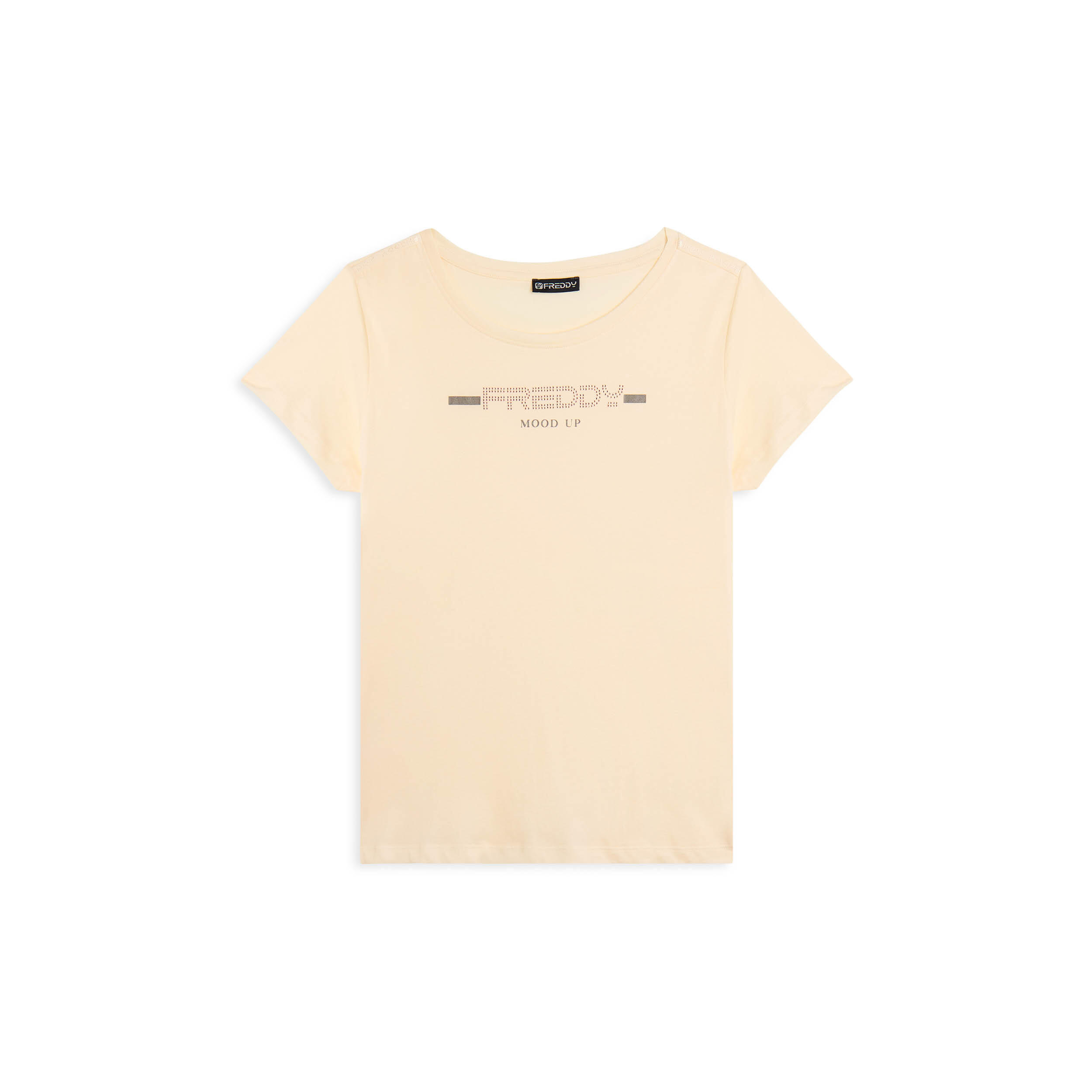 Freddy - T-shirt Pour Femmes Avec Paillettes Et Bande Avec Logo Sur Les Épaules - T-shirt Manches Courtes - Blanc - Decathlon