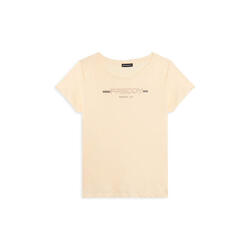 T-shirt pour femmes avec paillettes et bande avec logo sur les épaules