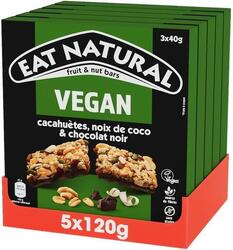 Barres de Céréales Eat Natural vegan sans gluten– Coco, chocolat noir – 15×40 g