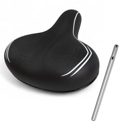 Sella Nera + Tubo Sella Cromato Black Per Bici City Bike Confort Comoda Unisex