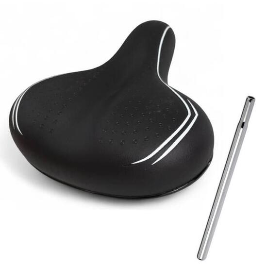 Sella Nera + Tubo Sella Cromato Black Per Bici City Bike Confort Comoda Unisex