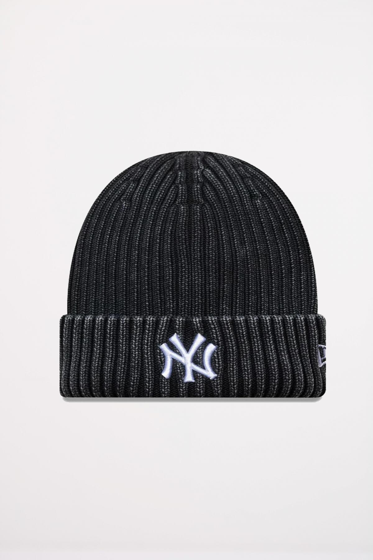 Bonnet New Era Modèle Mlb Washed Beanie Neyyan Couleur Noir 3/4
