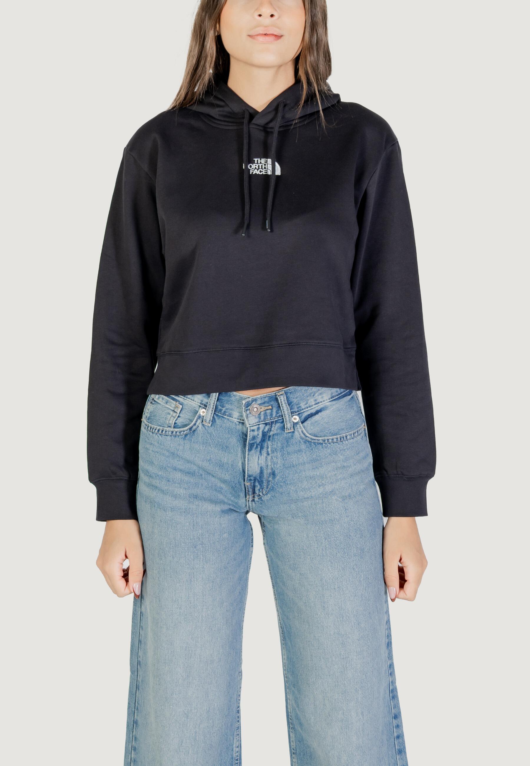 Felpe Donna W ESSENTIAL CROP HOODIE Nero 5/5