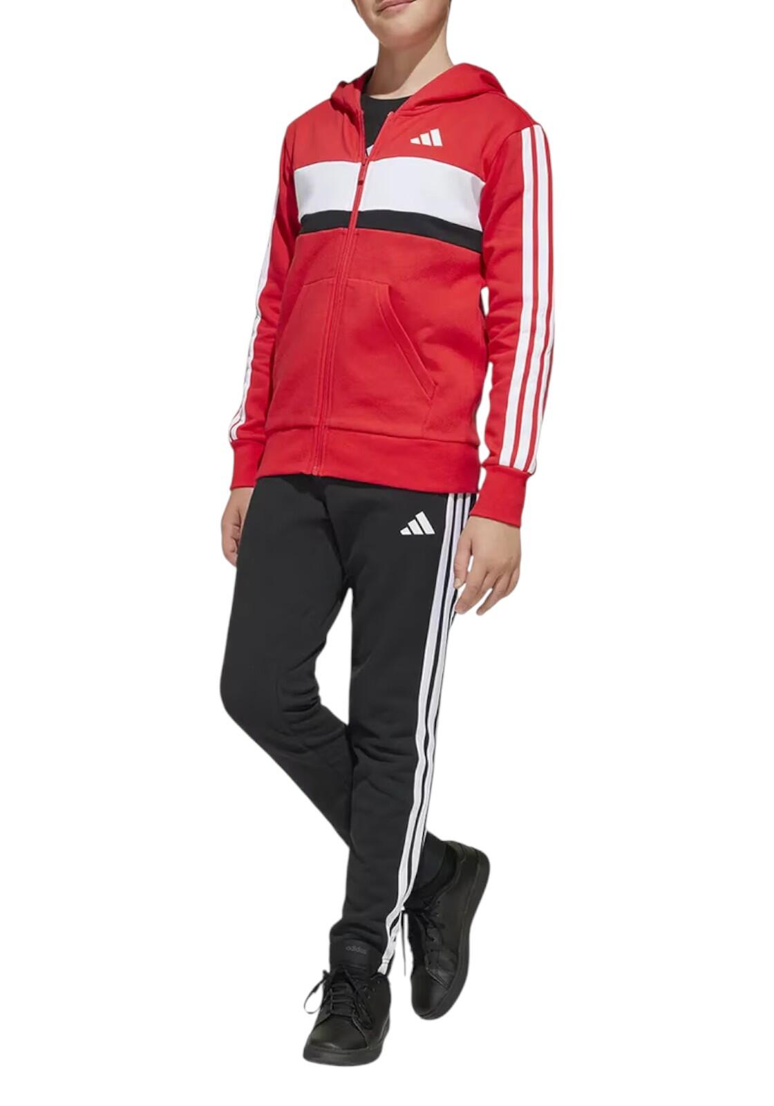 Ensemble sweat zippé et pantalon adidas junior rouge 3/3