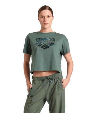 Koszulka damska top bawełniany sportowy okrągły dekolt Arena Crop Top