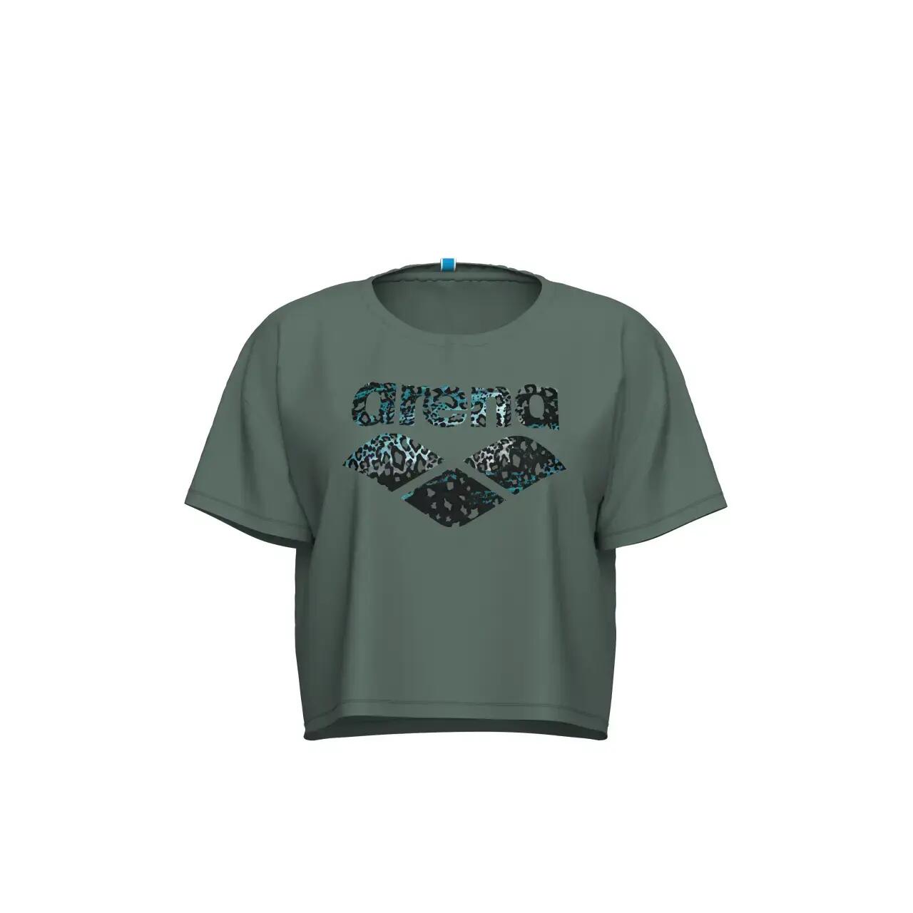 Koszulka sportowa damska Arena Women's Crop Top Printed Sage 6/7