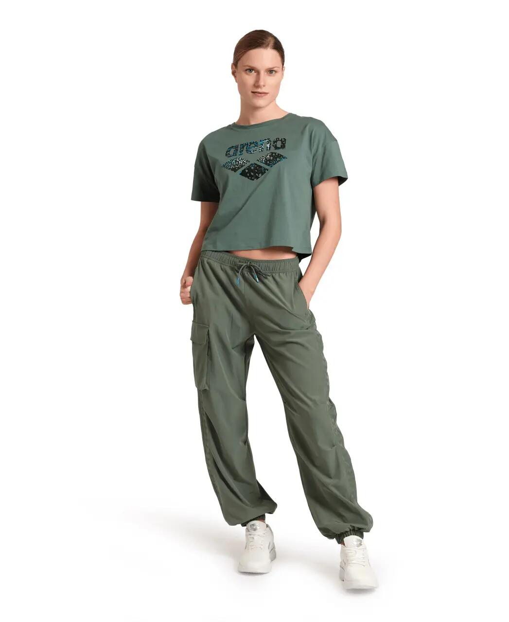 Koszulka sportowa damska Arena Women's Crop Top Printed Sage 2/7