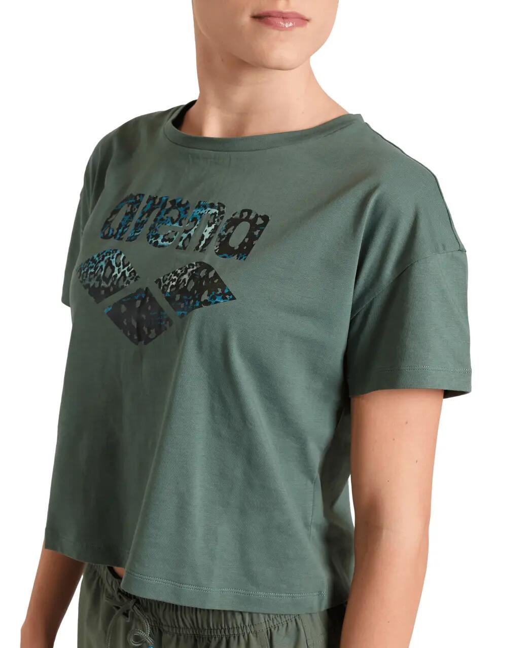 Koszulka sportowa damska Arena Women's Crop Top Printed Sage 4/7