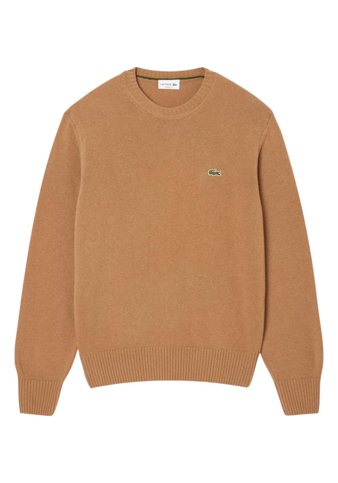 Jersey Marrón Lacoste de Lana Cardada Tricot Datte Chine Clásico y Cálido 1/4