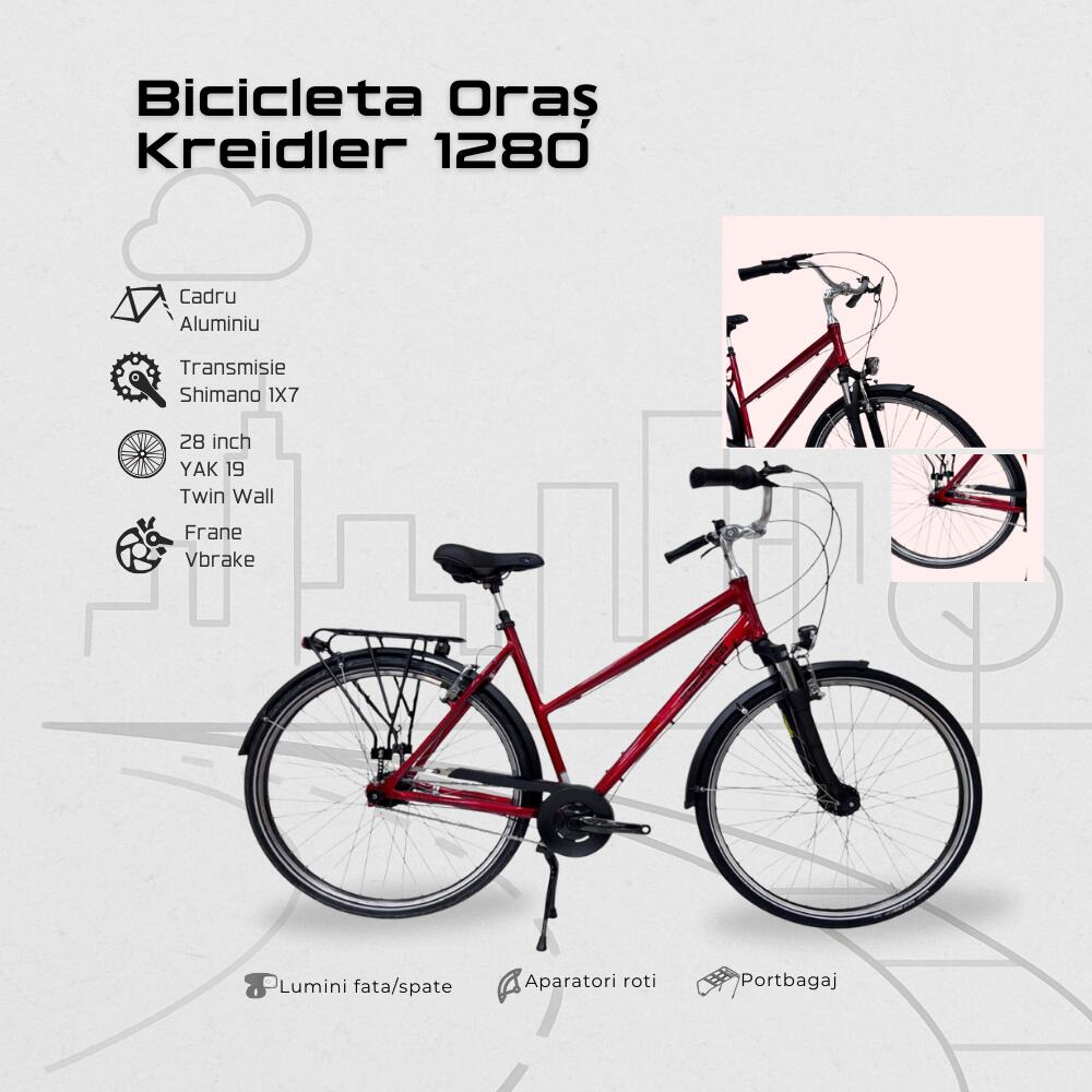 Reconditionné, Vélo de ville Kreidler 1280 - 28 pouces, taille M, rouge 3/3