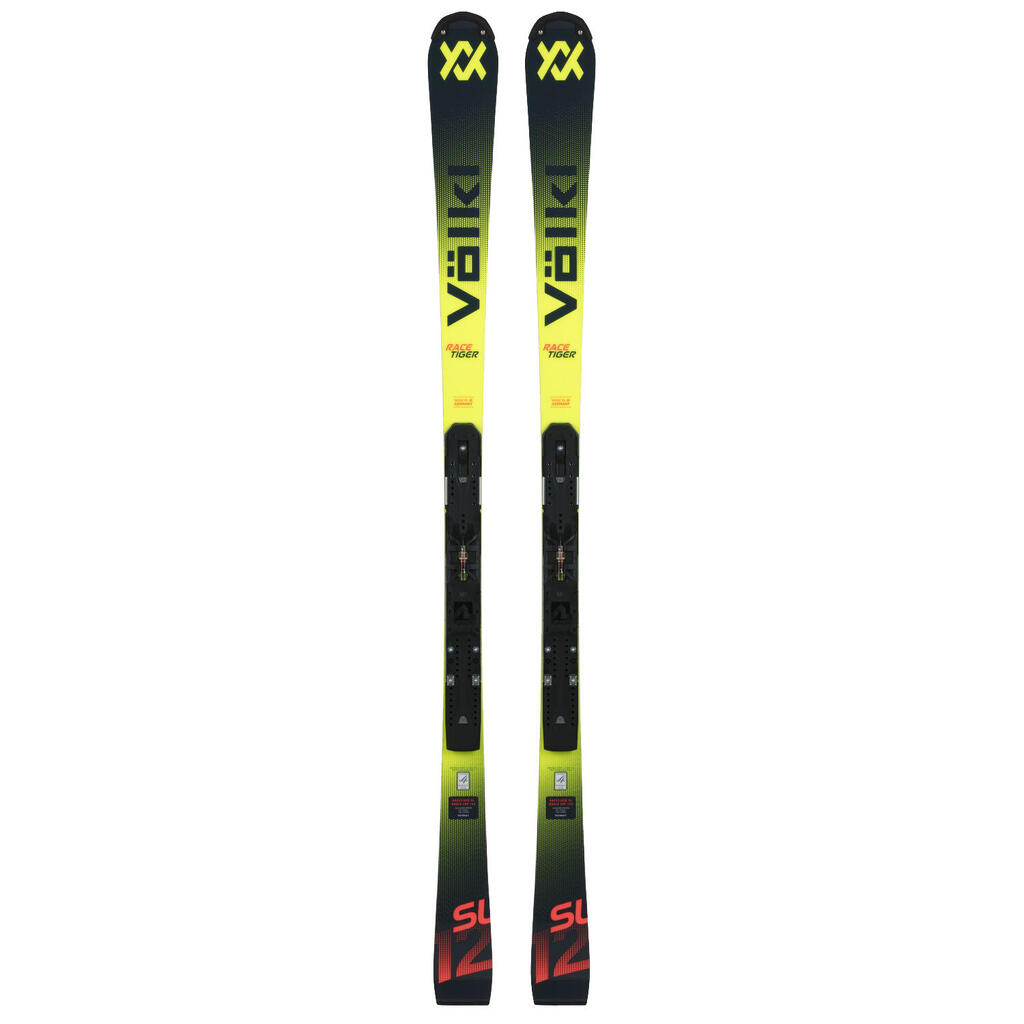 Volkl Racetiger SL WC FIS WC-Plate Ski Set + Comp 12 Bindings, Yellow, Men's