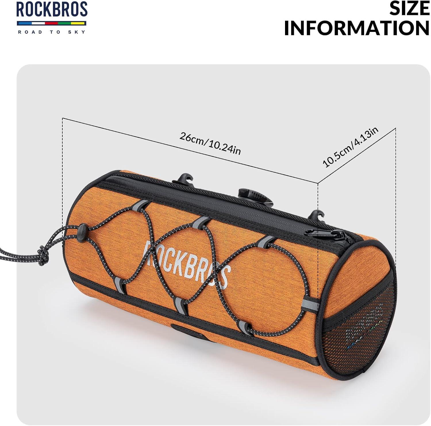 ROCKBROS Sacoche Guidon Vélo 1,5L Étanche Réfléchissante VTT Gravel Route Orange 2/8