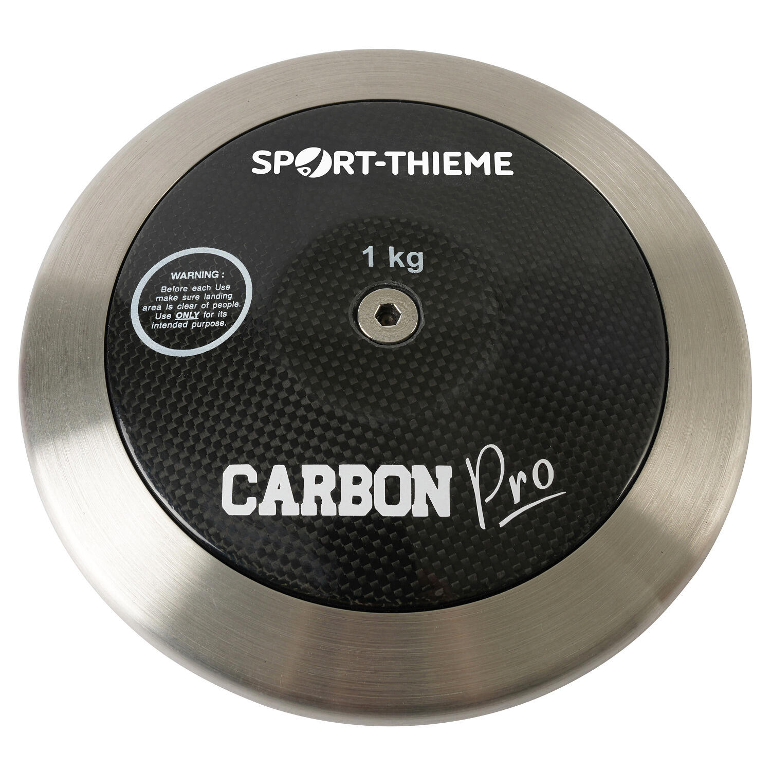Wettkampfdiskus Carbon 1 kg Leichtathletik Unisex Schwarz-Silber 1/2