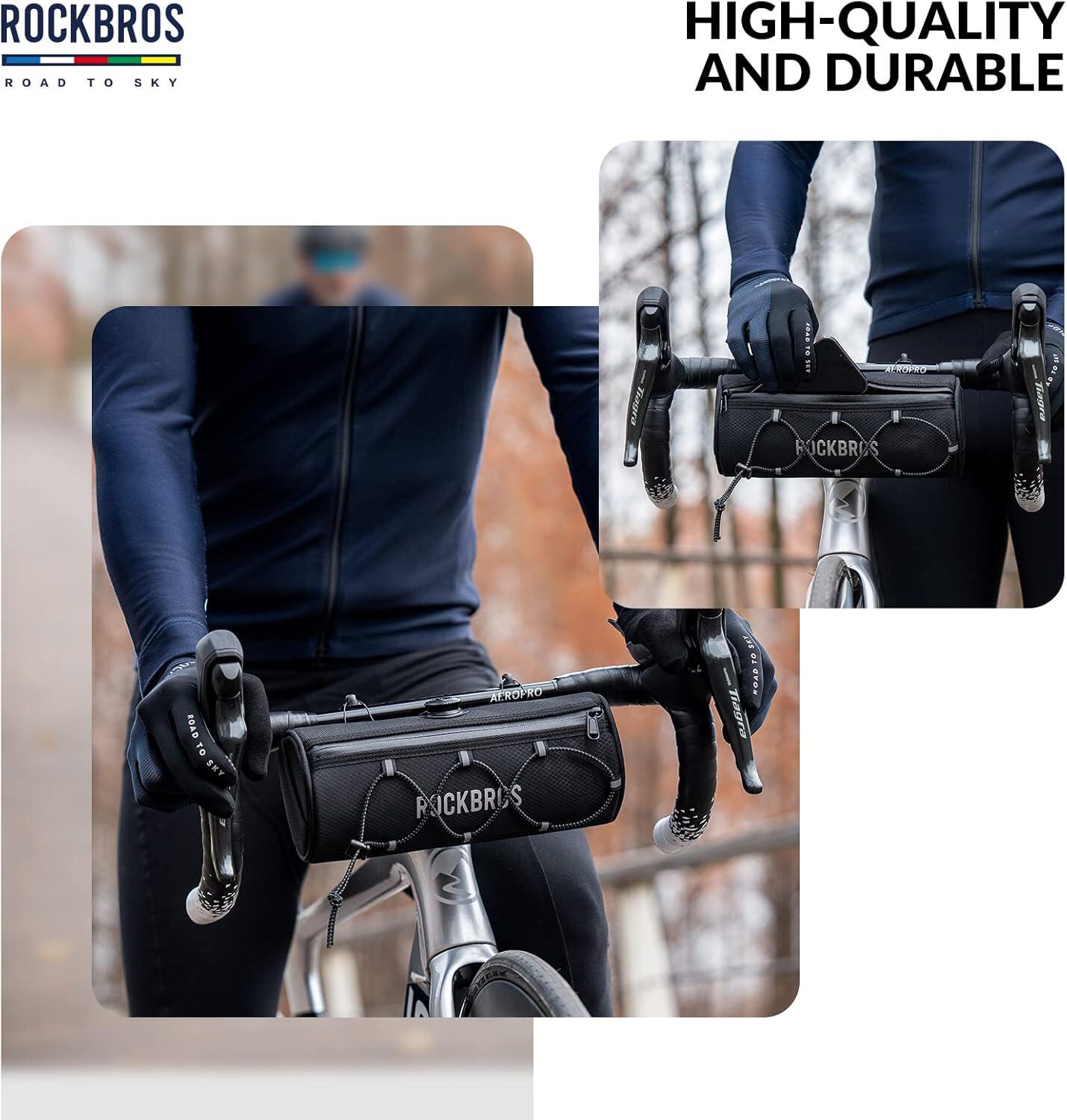 ROCKBROS Fietsstuur Tas 1,5L Waterdicht Reflecterend MTB Gravel Road Zwart 7/8