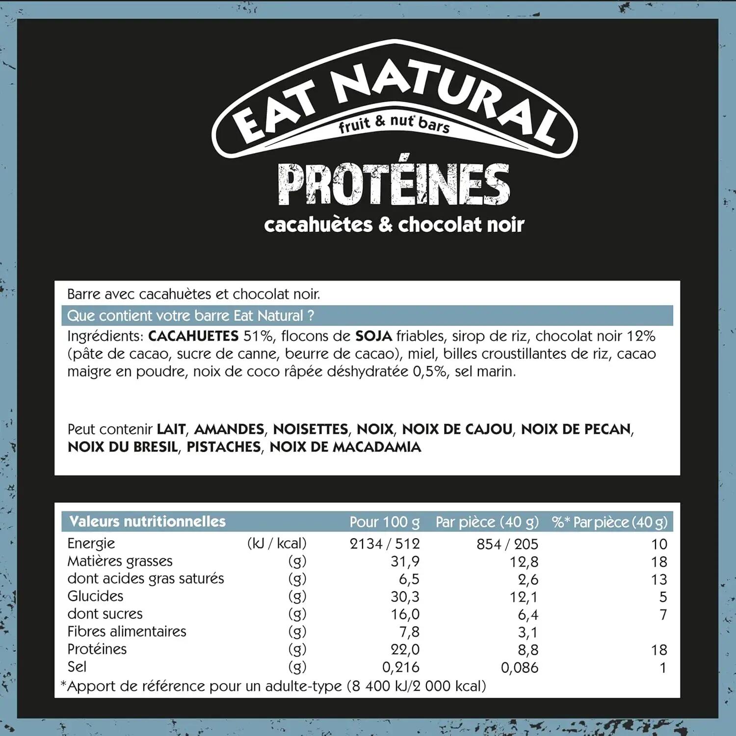 Barres de Céréales Eat Natural sans gluten – Cacahuètes, chocolat – 15×40 g 2/6