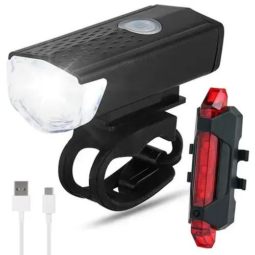 Erős fényű LED-es vízálló kerékpár első és hátsó lámpa, USB-s 2/9