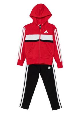 Adidas rood trainingspak junior - fleece set met 3 strepen