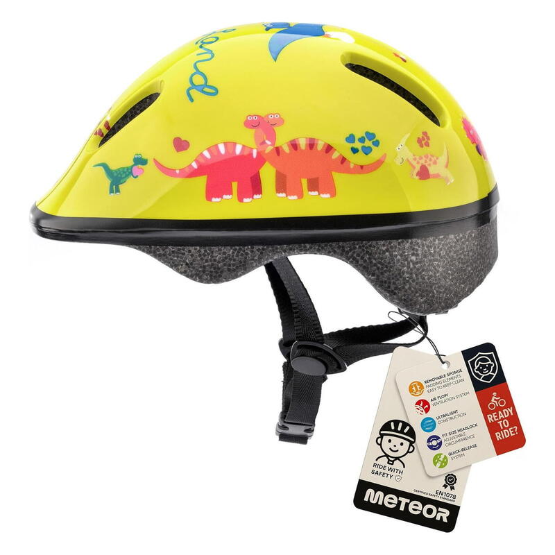 Meteor KS06 Dino casca bicicletă copii XS 44-48 cm galbenă