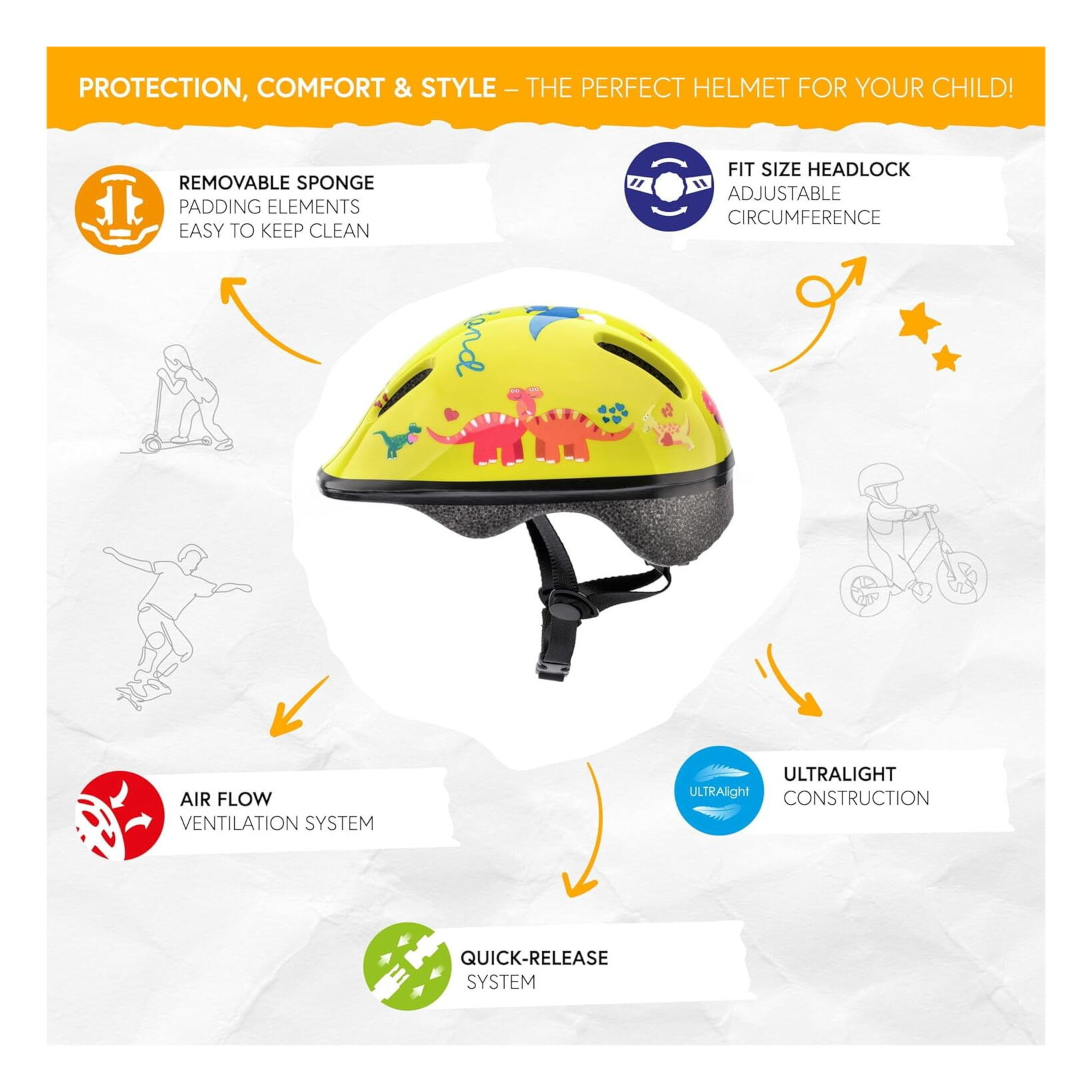 Casque enfant Meteor KS06 Dino XS 44-48 cm 5/7