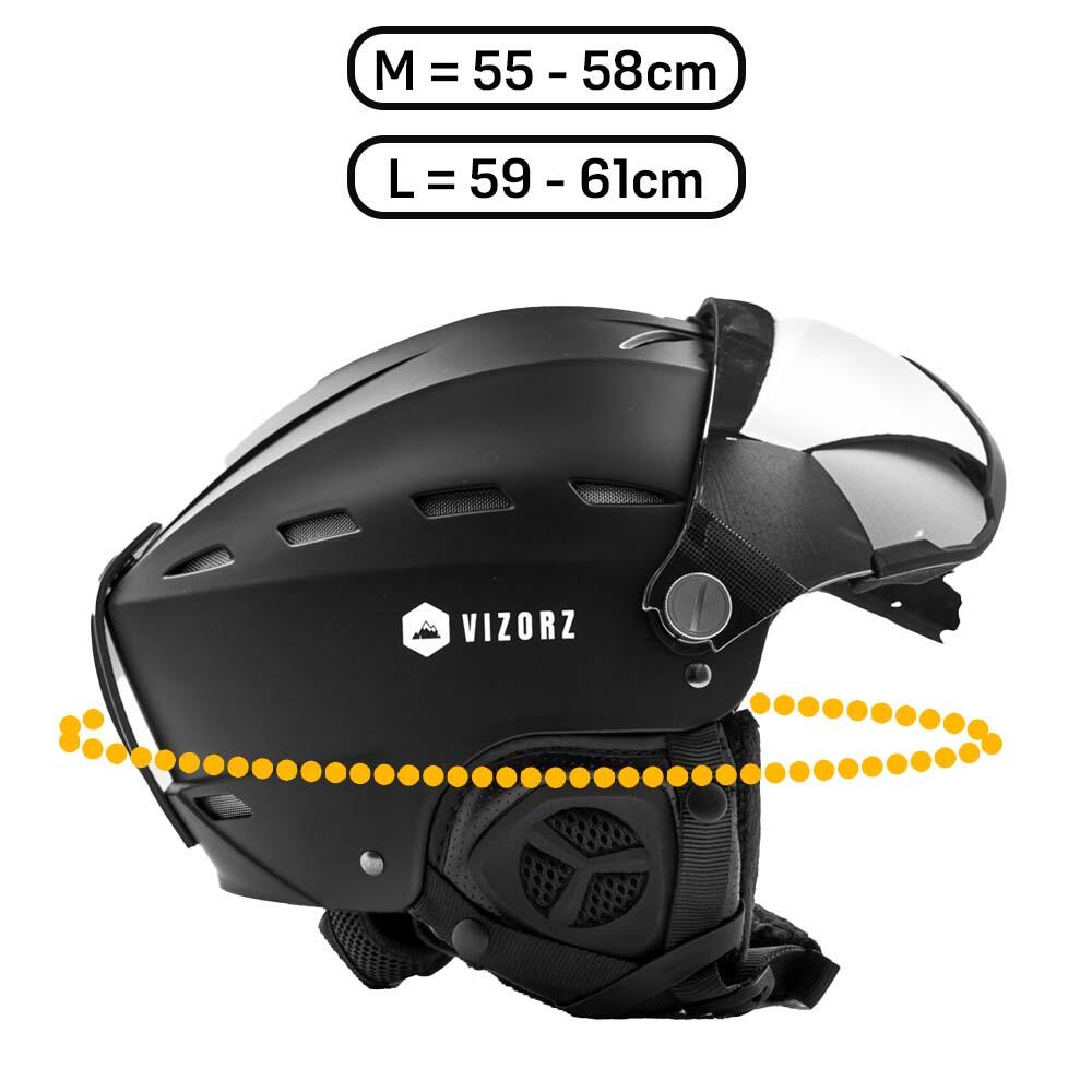 Vizorz Casque de ski Lux - Noir - Inclus visière orange et visière argent 2/7