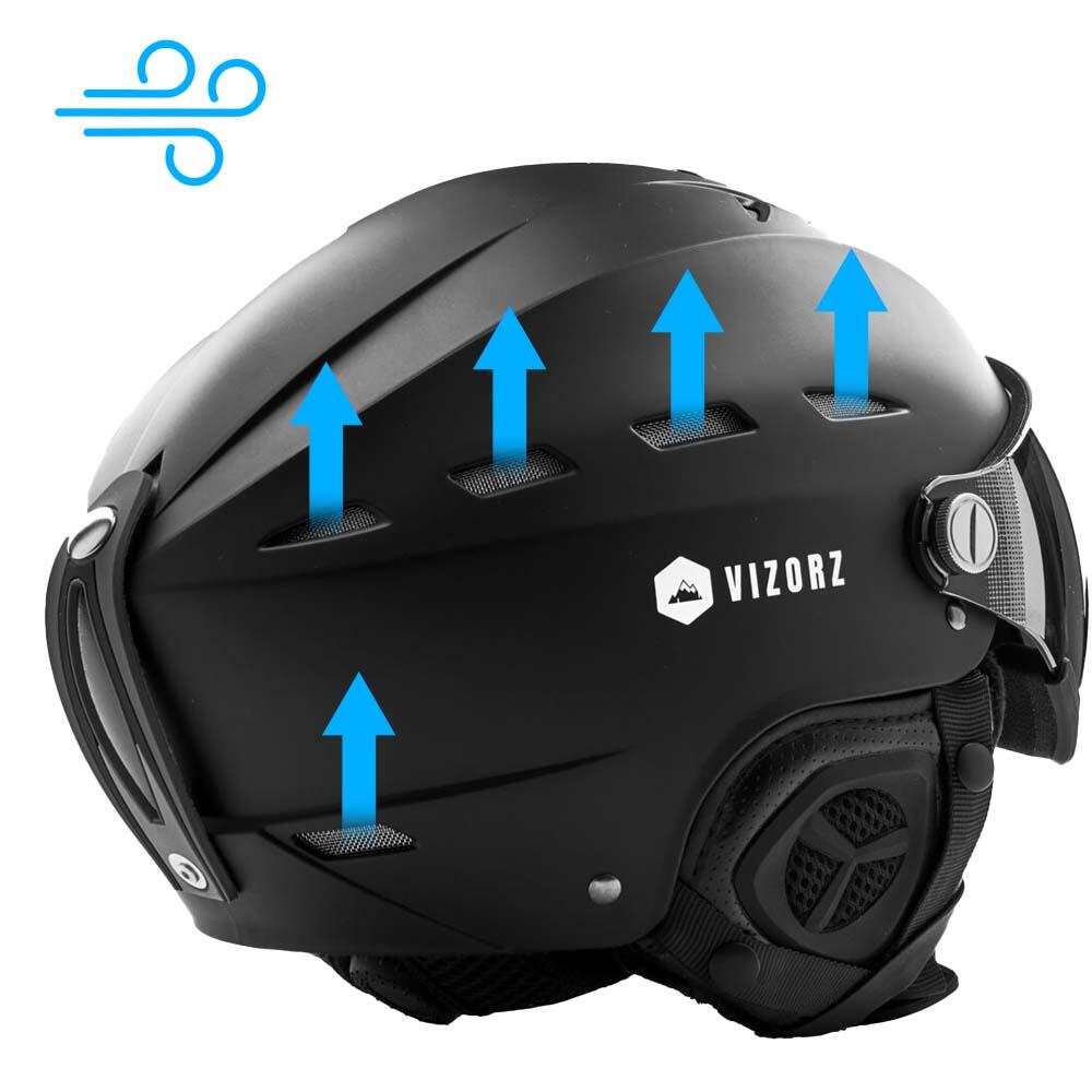 Vizorz Casque de ski Lux - Noir - Inclus visière orange et visière argent 5/7