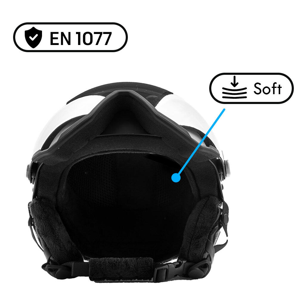 Vizorz Casque de ski Lux - Noir - Inclus visière orange et visière argent 4/7