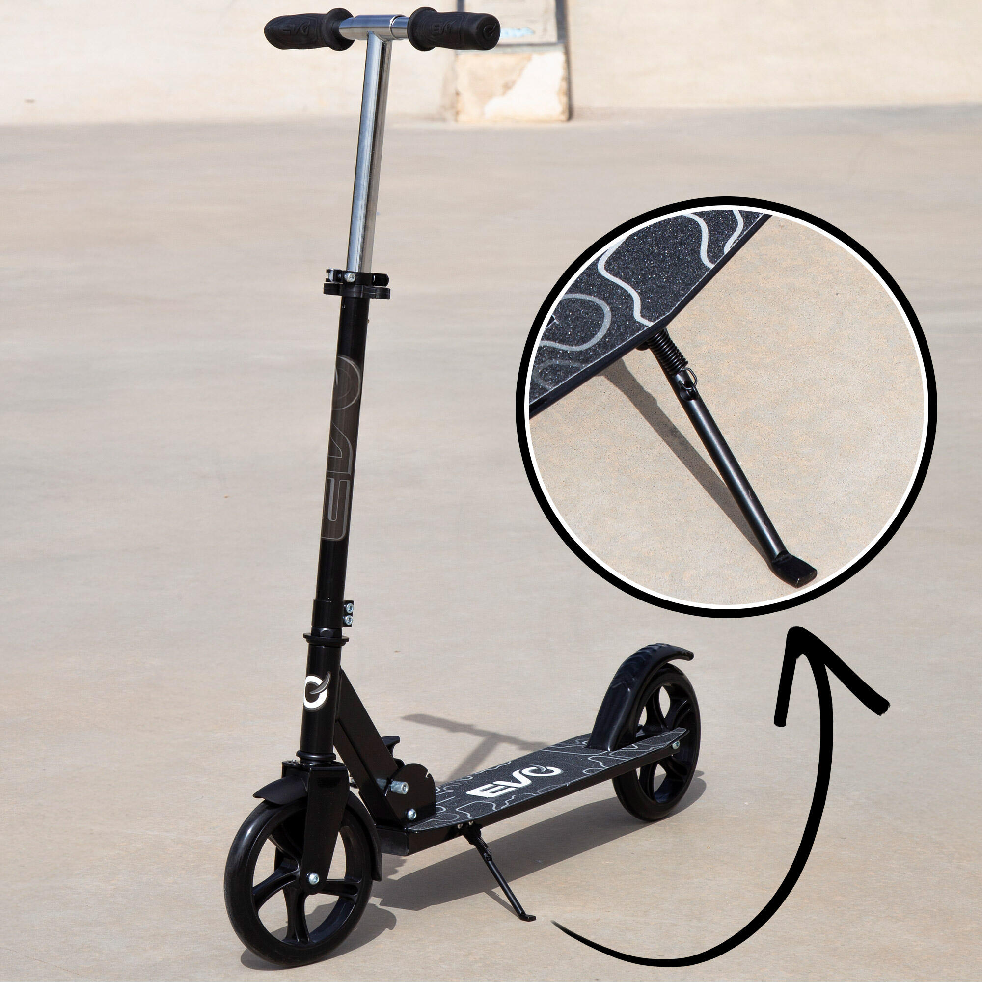 Scooter 2 roues pliable et réglable en hauteur noir EVO 5/7