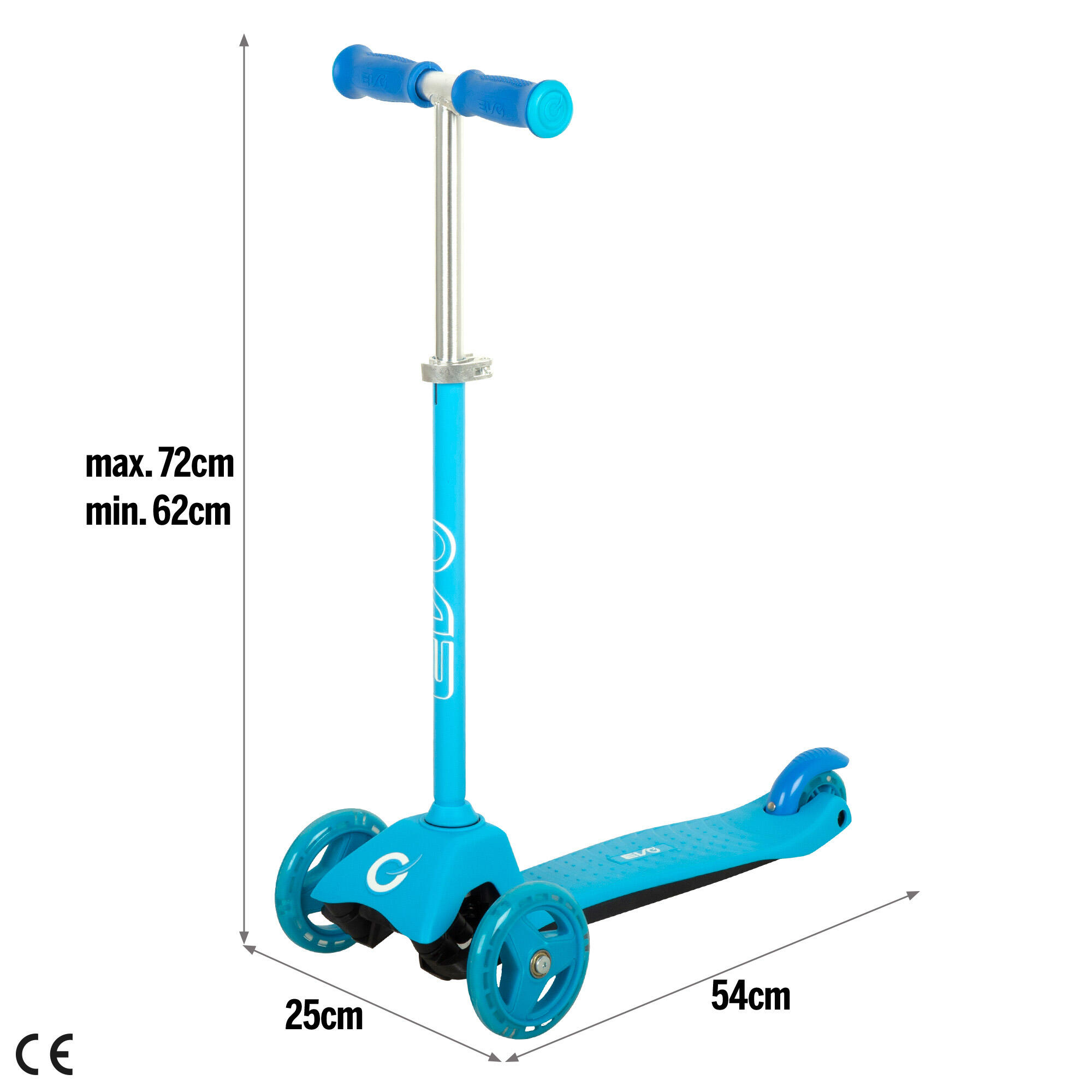 Trottinette 3 roues réglable bleue EVO 4/7