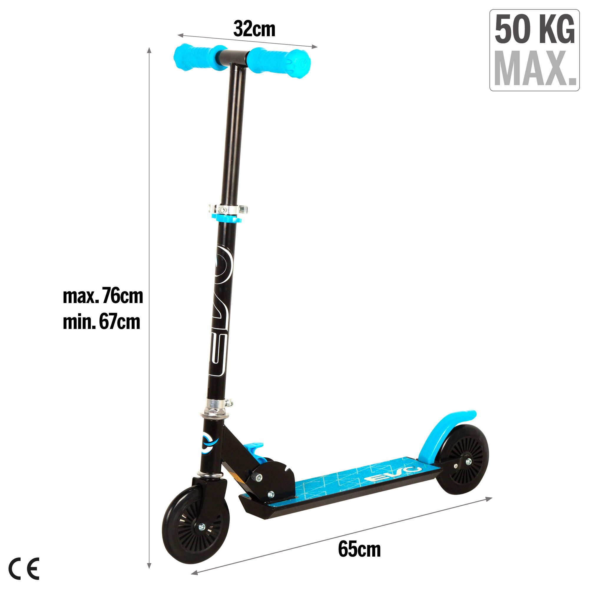 Scooter a 2 ruote pieghevole e regolabile blu EVO 4/7