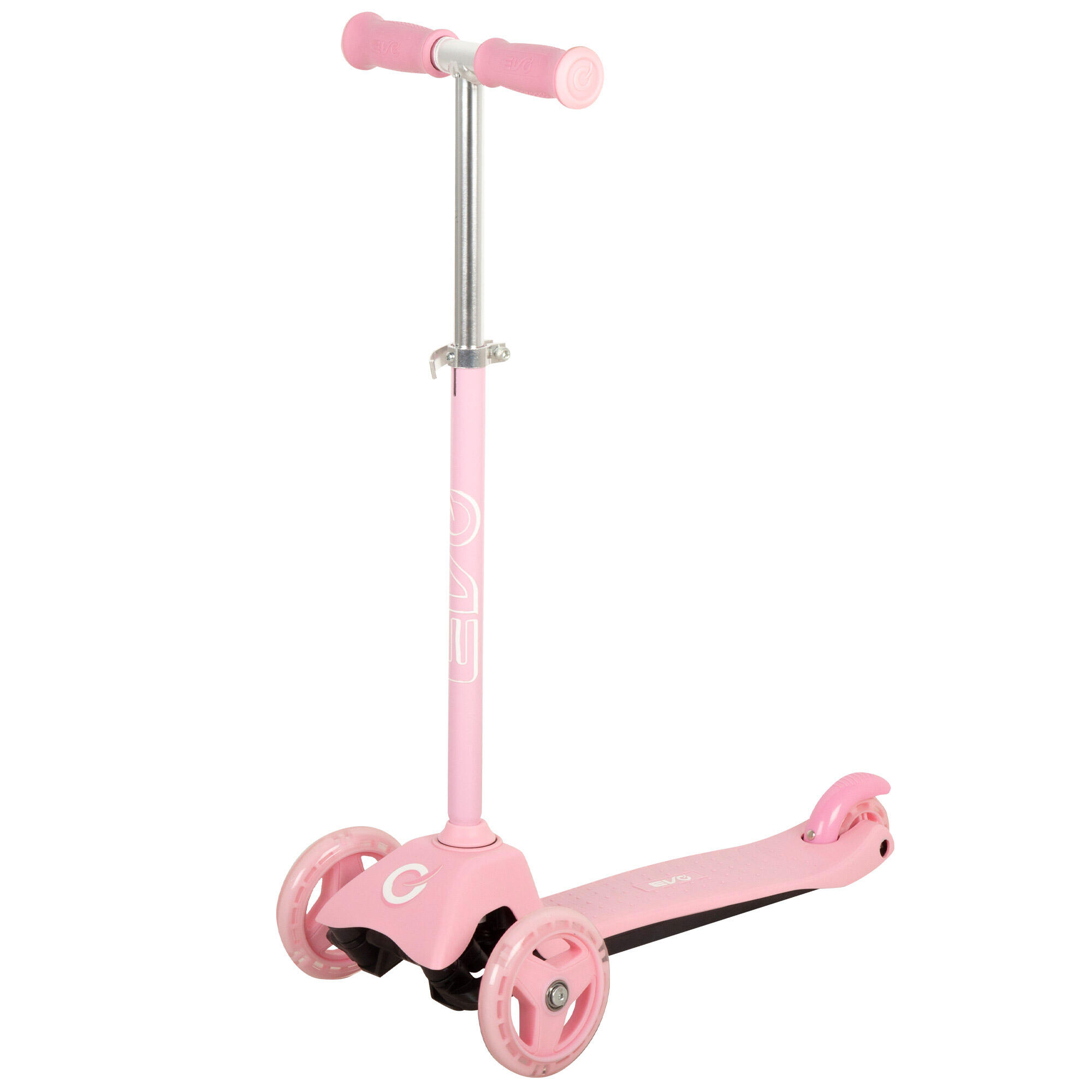 EVO Trotinete ajustável cor-de-rosa com 3 rodas EVO