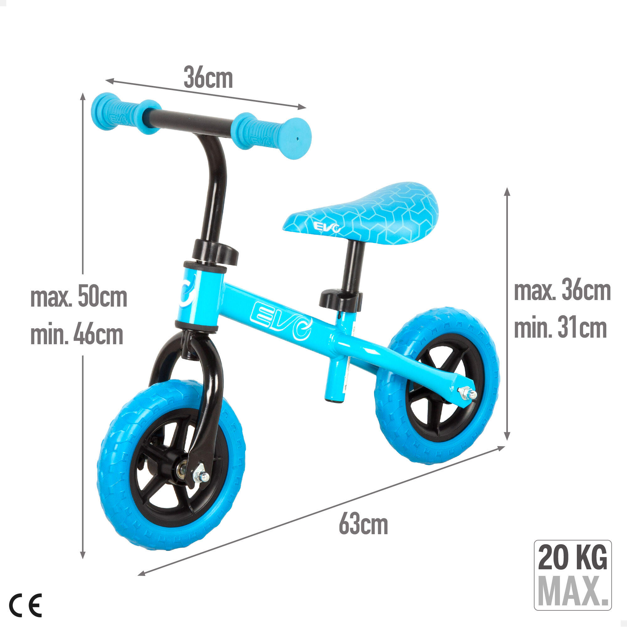 Bicicleta de equilíbrio com altura ajustável e peso máximo de 20 kg EVO 4/7