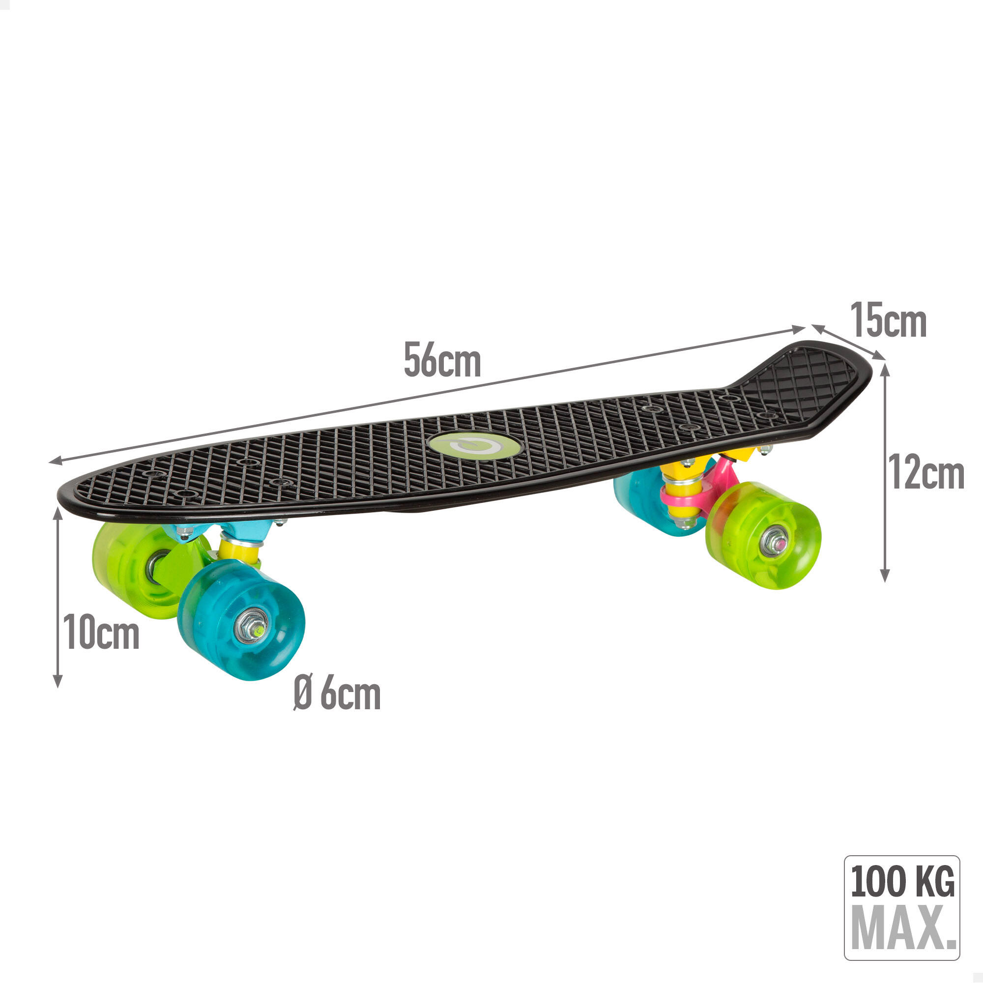 Skateboard noir à 4 roues avec lumières EVO 4/7