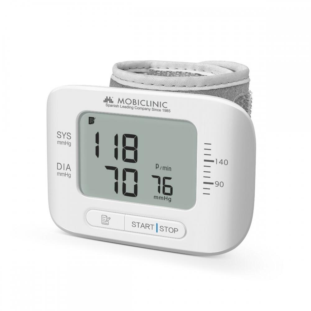 Digital wrist blood pressure monitor with memory and LCD display