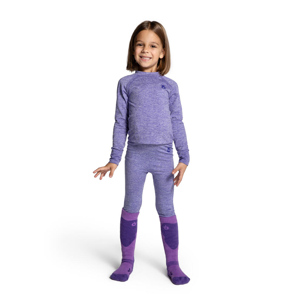 Legginsy termoaktywne narciarskie dziecięce Lemon Explore ZL4 fioletowe