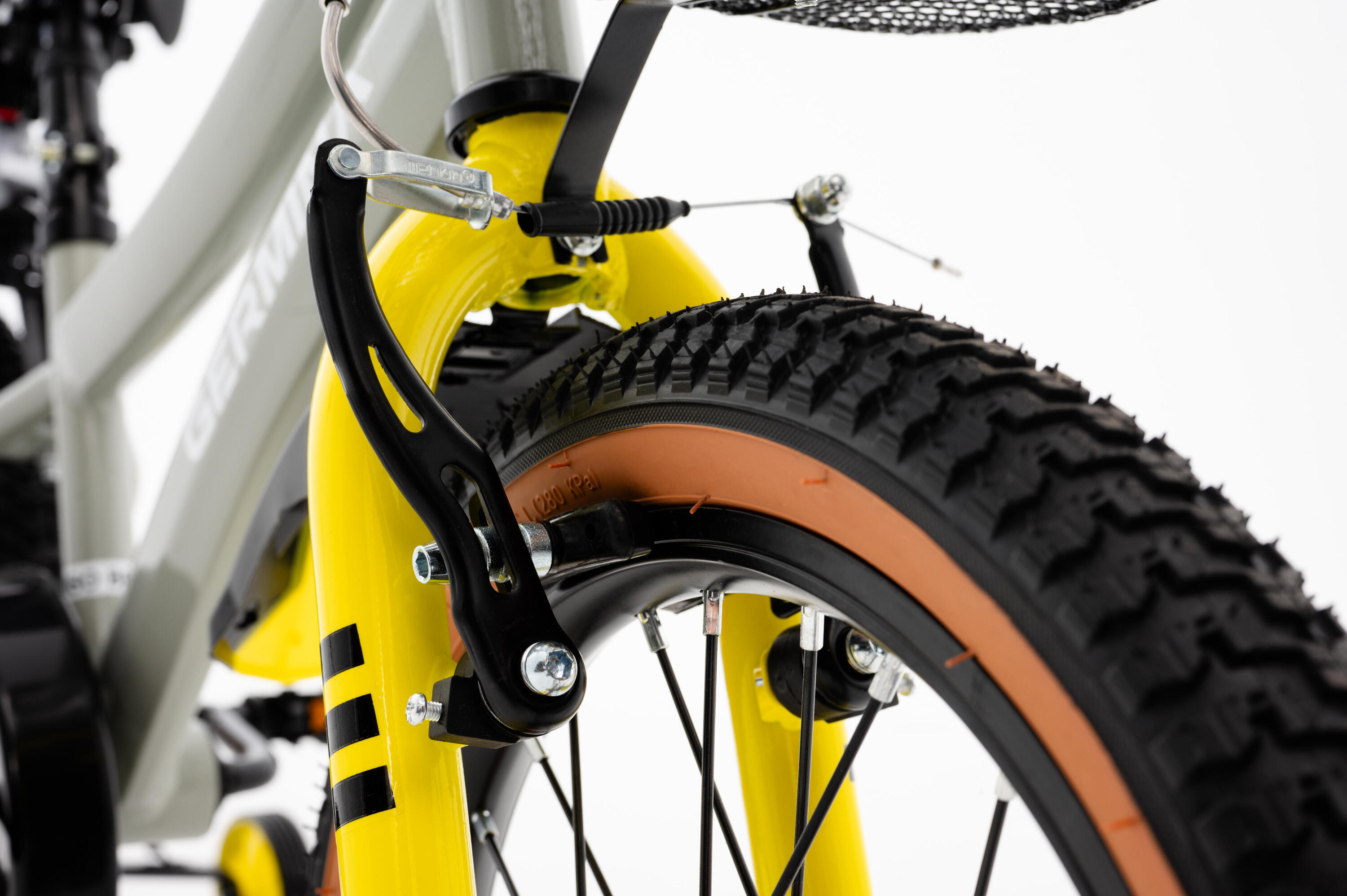 Kinderfiets GERMINA 16 voor jongens, mandje, duwstang, zijwieltjes 4/7