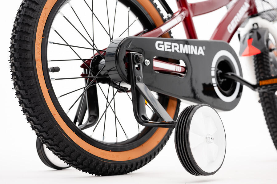 Kinderfiets GERMINA 16 voor jongens, mandje, duwstang, zijwieltjes 7/7