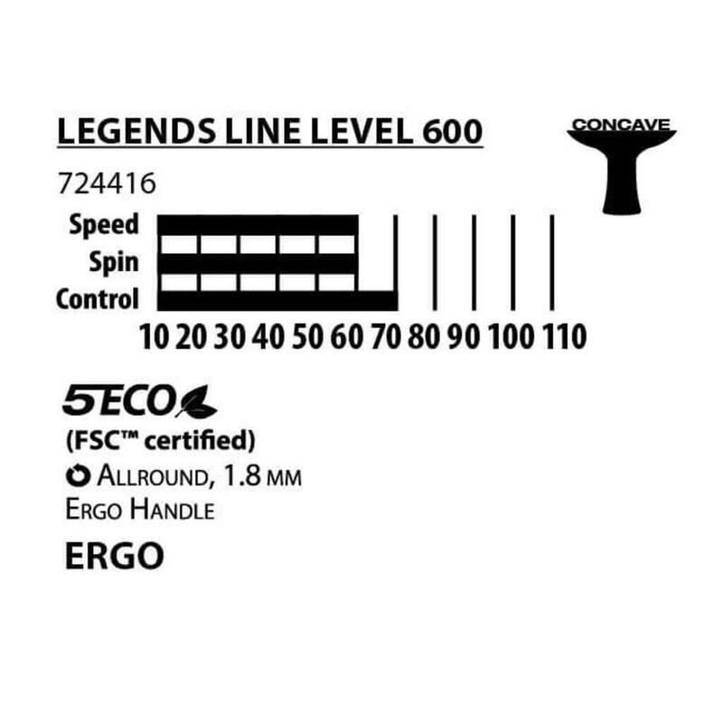 Raquette Tennis De Table Donic-Schildkröt Legends 1000 FSC - Poignée ERGO, Éponge 2.3mm